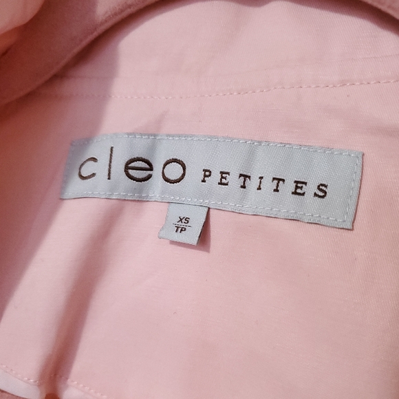 Cleo pastel pink ruffle front cotton blend jacket coat XS Petite XSP spring - Picture 8 of 13
